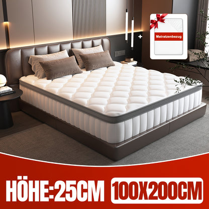 Matelas Carroltt 90x200/90x190, Hauteur 25cm/22cm, Matelas Ergonomique 7 zones, Matelas Premium à Ressorts à Sacs, Matelas à Ressorts avec Drap Housse, Niveau de Fermeté H3, Matelas pour Adultes, Cadeau Parfait