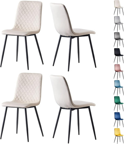 Ensemble de 4 chaises de salle à manger MCC Direct en velours, pieds en métal, chaises Lexi, chaises de conception