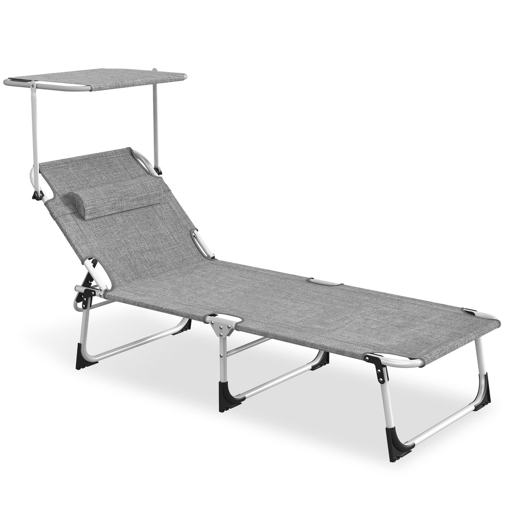 Matelas de soleil, chaise longue de jardin, chaise longue de plage, pliable, léger, dossier réglable, jusqu'à 150 kg, idéal pour jardin, patio, camping, piscine et terrasse