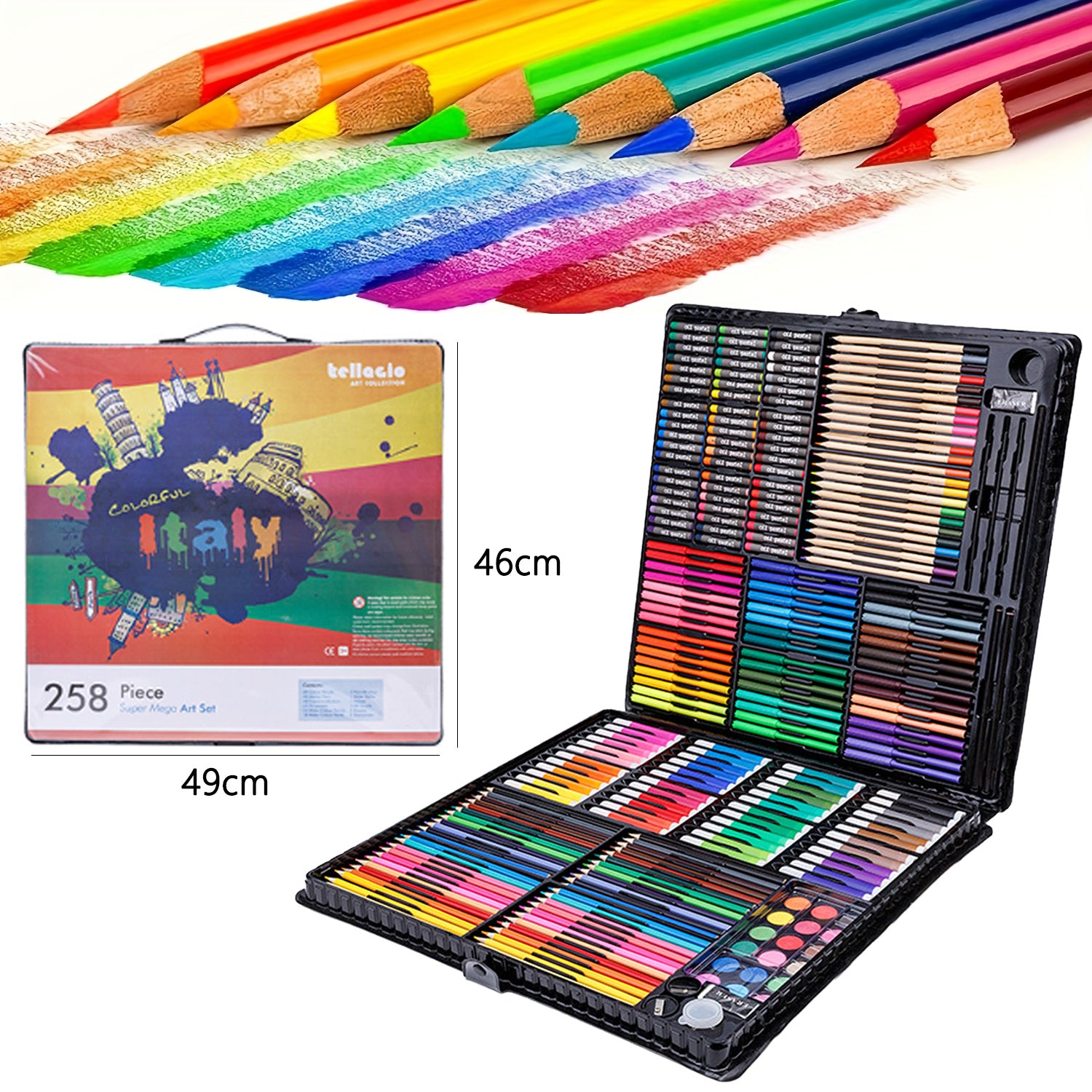 Collection de 258 crayons de couleur de haute qualité pour adultes, idéaux pour le coloriage, le mélange et le superposage - adaptés aux applications artistiques professionnelles