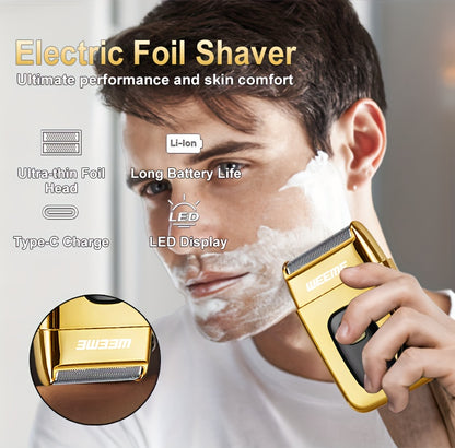WEEME Ensemble de 4 tondeuses à cheveux électriques dorées pour hommes, outils de toilettage à domicile comprenant une tondeuse à cheveux électrique, un rasoir, un tondeuse à poils de nez et un tondeuse de précision, parfait pour la maison, la voiture ou