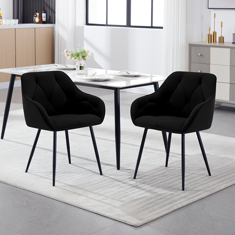 2pcs Chaise de salle à manger Chaise de cuisine Chaise de salle à manger Chaise de salon Fauteuil ergonomique Fauteuil Chaise rembourrée Siège en velours Pieds en métal