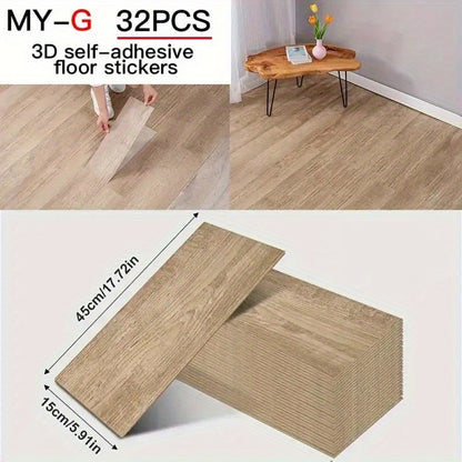 32 Carreaux de Sol Auto-Adhésifs en Vinyle - Effet Bois, 17.72x6 pouces (45x15 cm), Facile Installation, Idéal pour Salon, Salle de Bain, Cuisine, Bureau - Résistant aux Rayures et Chocs, Décoration Moderne, Finition Haut de Gamme, Projets DIY & Design d'