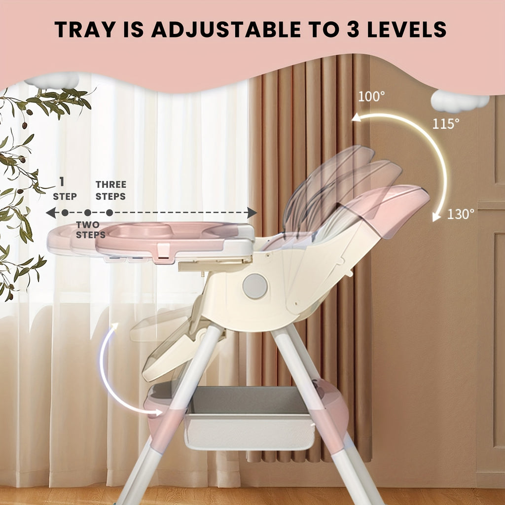 Chaise haute multifonctionnelle pour tout-petits, chaise haute, chaise pour bébé, chaise, ensemble de siège pour enfants, chaise haute combinée avec ceinture de sécurité et plateau amovible