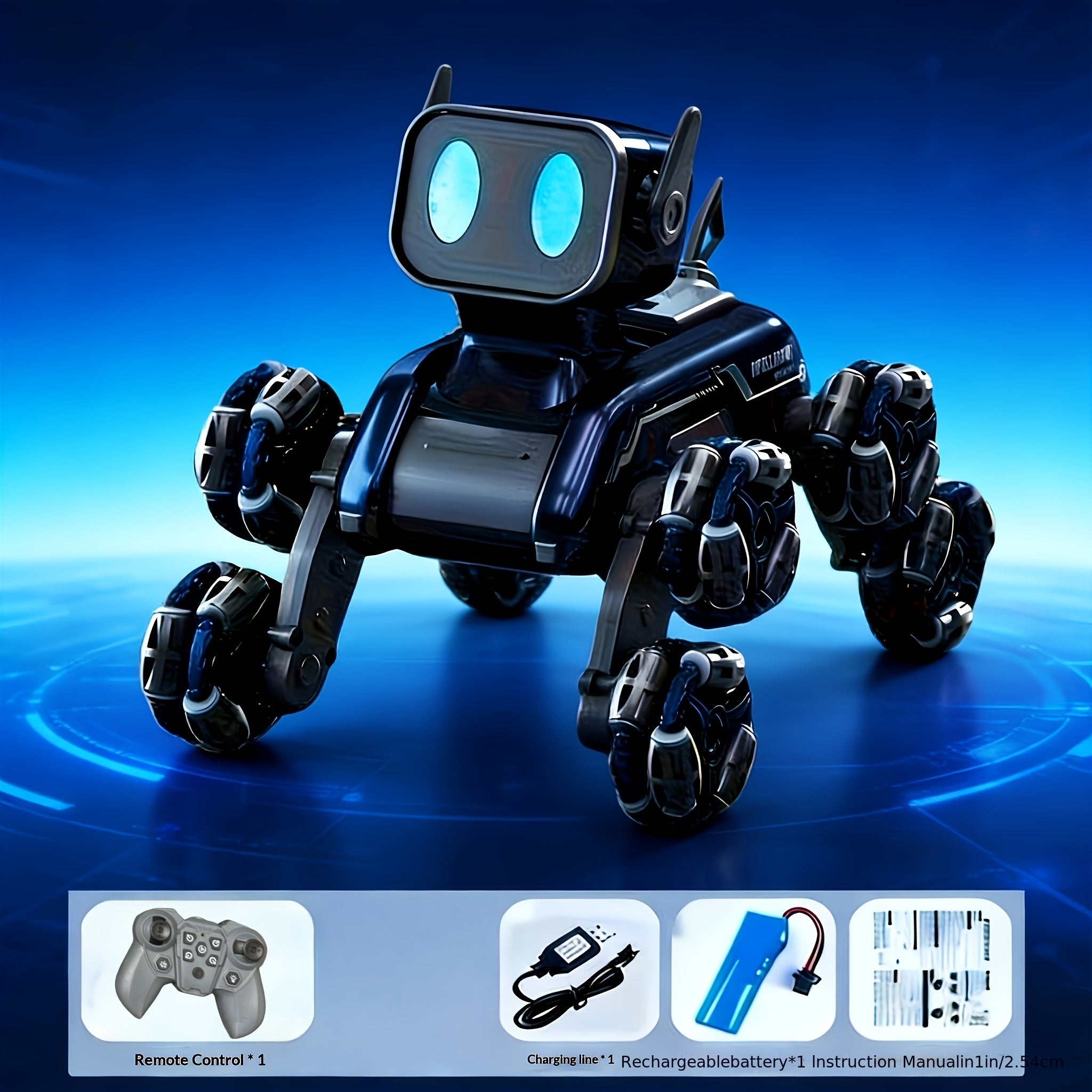 Robot Chien pour Animaux de Compagnie à 8 Roues Améliorées, Voiture de Cascade Intelligente pour Chien, Voiture d'Escalade Déformable à Double Contrôle par Gestes, Véhicule Tout-Terrain Jouet, Batterie à Double Alimentation, Cadeau de Vacances Préféré