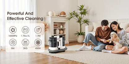 Lubluelu Aspirateur Balai Puissant 16500Pa, Aspirateur Vertical Portable avec Outils Multifonctions, Double Réservoir d'Eau, Design Économiseur d'Espace, Nettoyage en 3 Étapes, pour Tapis, Animaux, Sièges de Voiture, Canapé, Fauteuil, Noël & Halloween