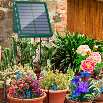 Kit d'irrigation goutte à goutte solaire 1pc 1.1W avec tuyau de 10M et 10 goutteurs d'arrosage, batterie intégrée de 1500Mah, adapté aux jardins intérieurs et extérieurs, kit d'arrosage automatique, adapté aux pelouses, cours, salles d'étude, balcons, ent