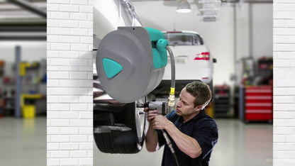 Bobine à tuyau d'air comprimé automatique 10/20 m, raccord 1/4 de pouce, support mural pour tuyau, gris, pour stations de réparation automobile