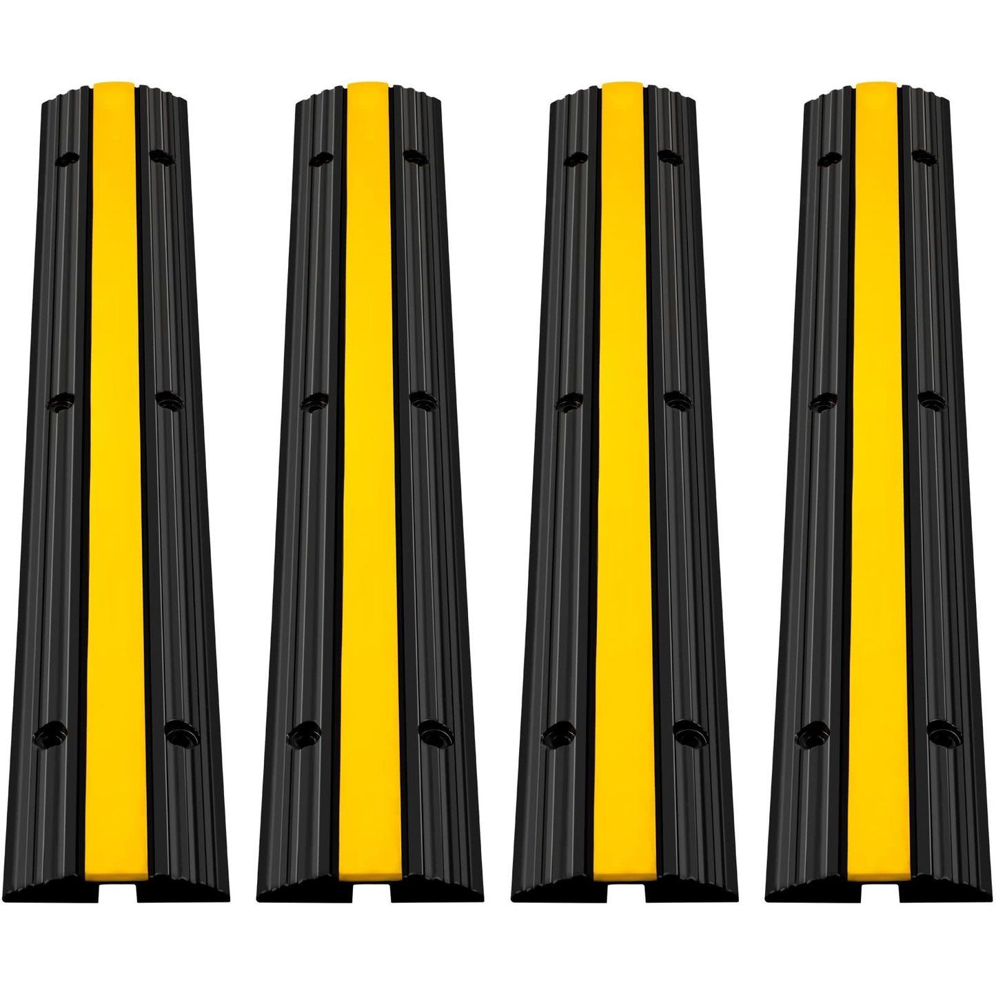 VEVOR Lot de 4 rampes de protection pour câbles en caoutchouc à 1 canal pour charges lourdes Capacité de charge de 22046 lbs Rampes de protection pour câbles et tuyaux de jardin Rampes de protection pour câbles de voiture