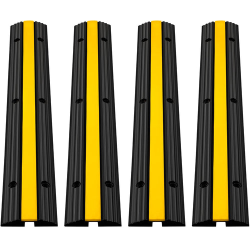 VEVOR Lot de 4 rampes de protection pour câbles en caoutchouc à 1 canal pour charges lourdes Capacité de charge de 22046 lbs Rampes de protection pour câbles et tuyaux de jardin Rampes de protection pour câbles de voiture