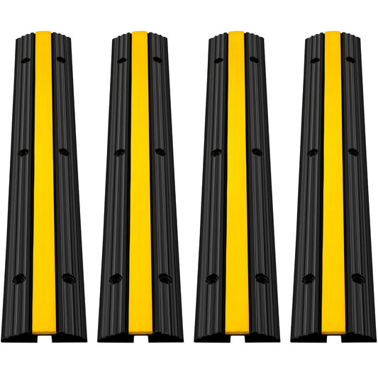 VEVOR Lot de 4 rampes de protection pour câbles en caoutchouc à 1 canal pour charges lourdes Capacité de charge de 22046 lbs Rampes de protection pour câbles et tuyaux de jardin Rampes de protection pour câbles de voiture