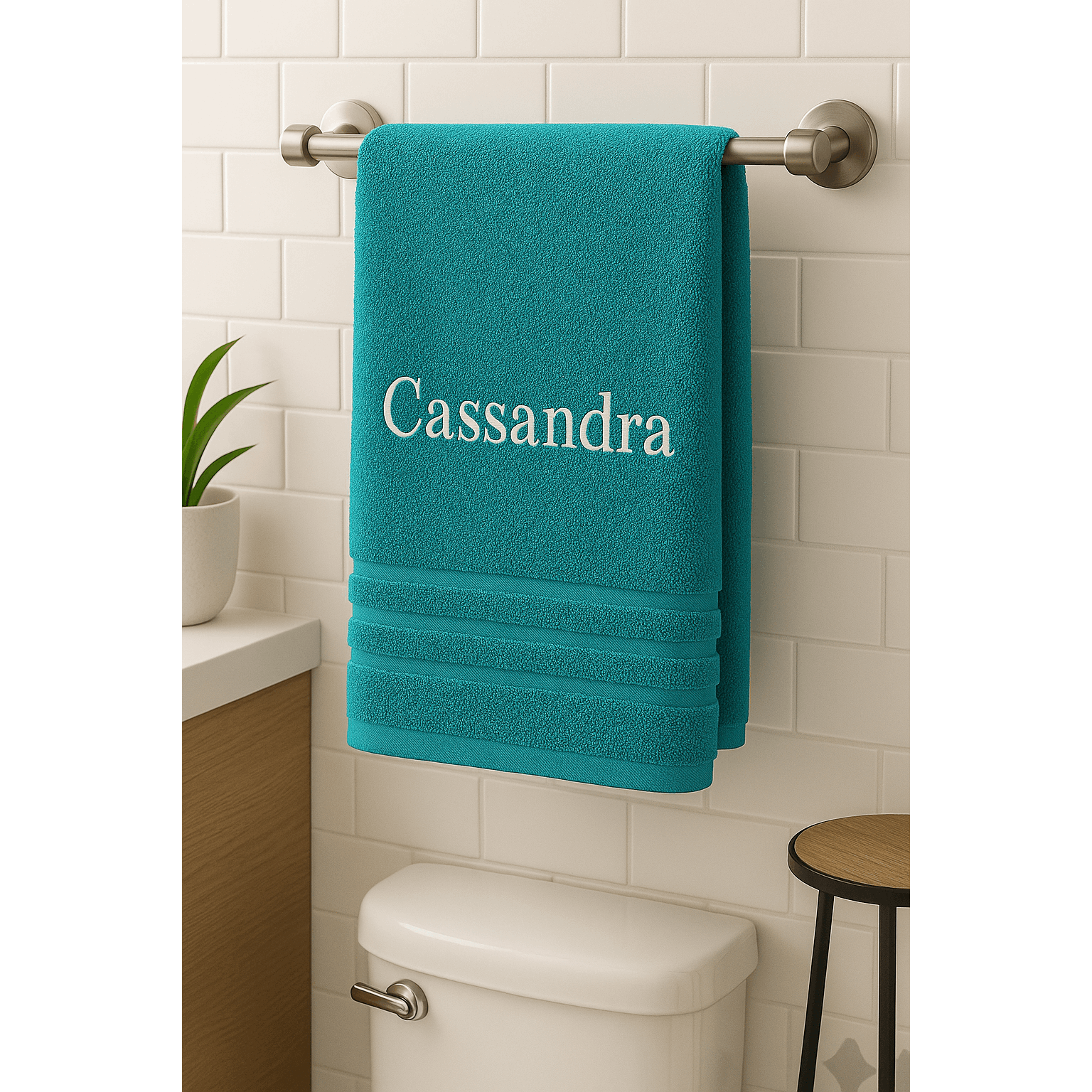 Serviette de Bain Personnalisée avec Nom - Broderie Élégante, Serviette de Bain en Coton Sur Mesure