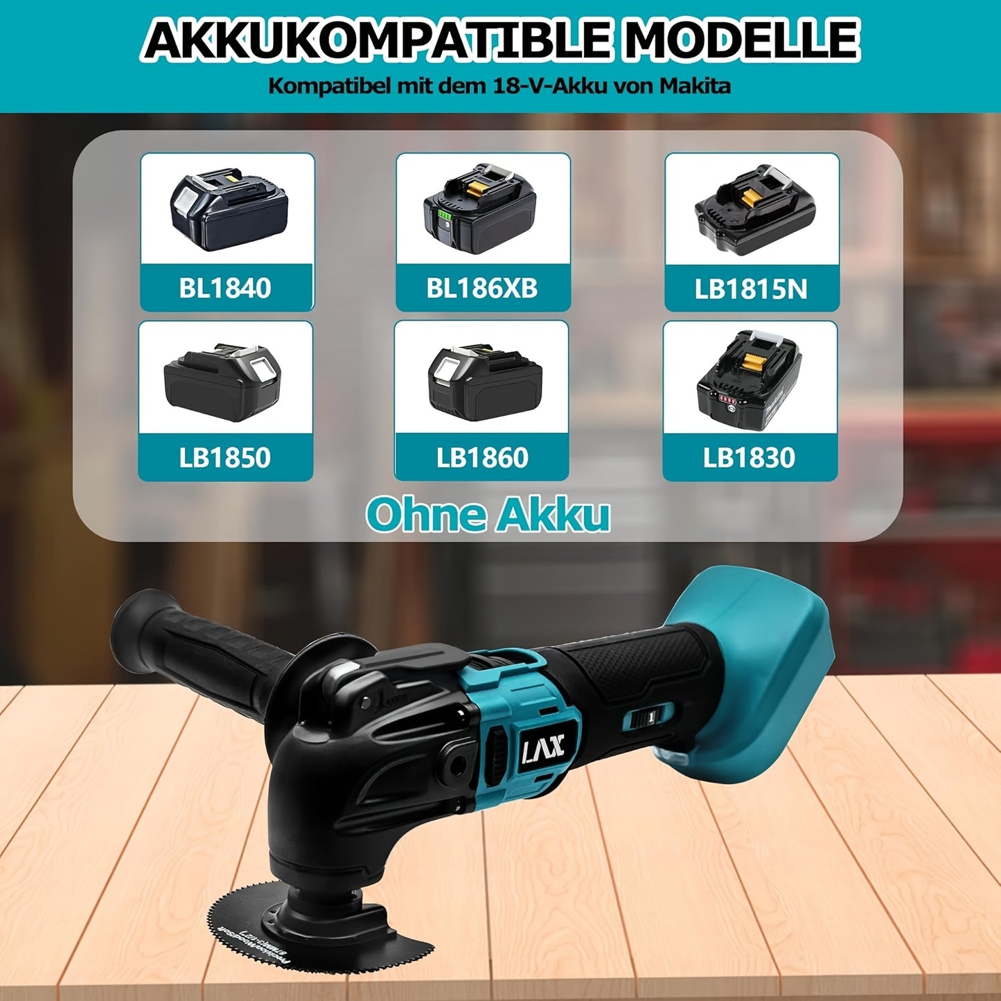 Outil Multifonction Oscillant Sans Fil, 6 Vitesses Variables, Moteur Sans Balais pour Couper, Poncer, Gratter & Polir, Compatible avec les Batteries Makita, Outil Seul Sans Batterie Incluse