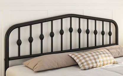 Costoffs Cadre de Lit Double en Métal Moderne - Avec Sommier à Lattes Métalliques - Espace de Rangement Sous-lit - Idéal pour Chambre, Dortoir ou Appoint - Style Industriel Intemporel