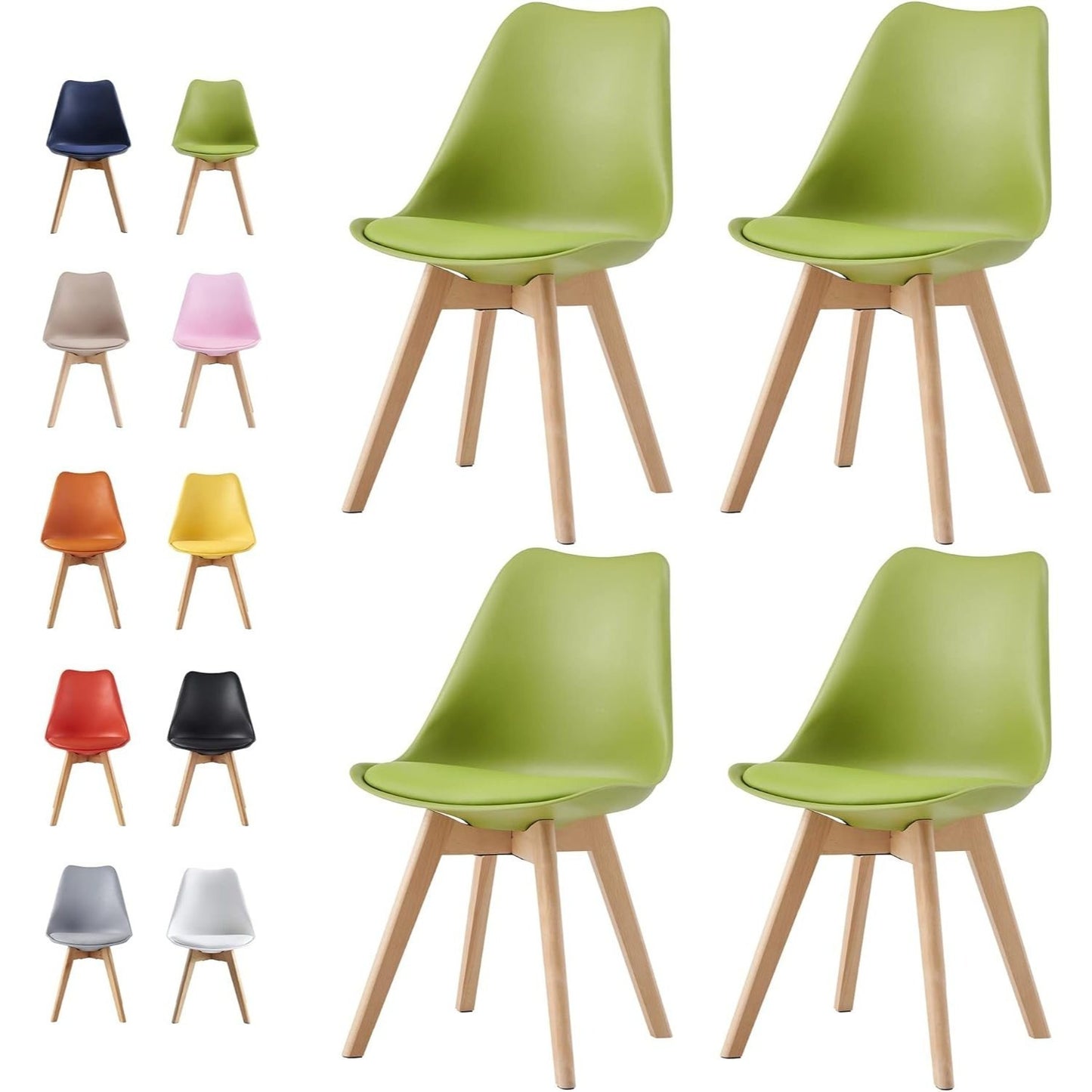 Ensemble de 4 chaises de salle à manger MCC Direct, chaises de cuisine, chaises de bureau, chaise coquille de designer, "Eva" disponible en 7 couleurs tendance