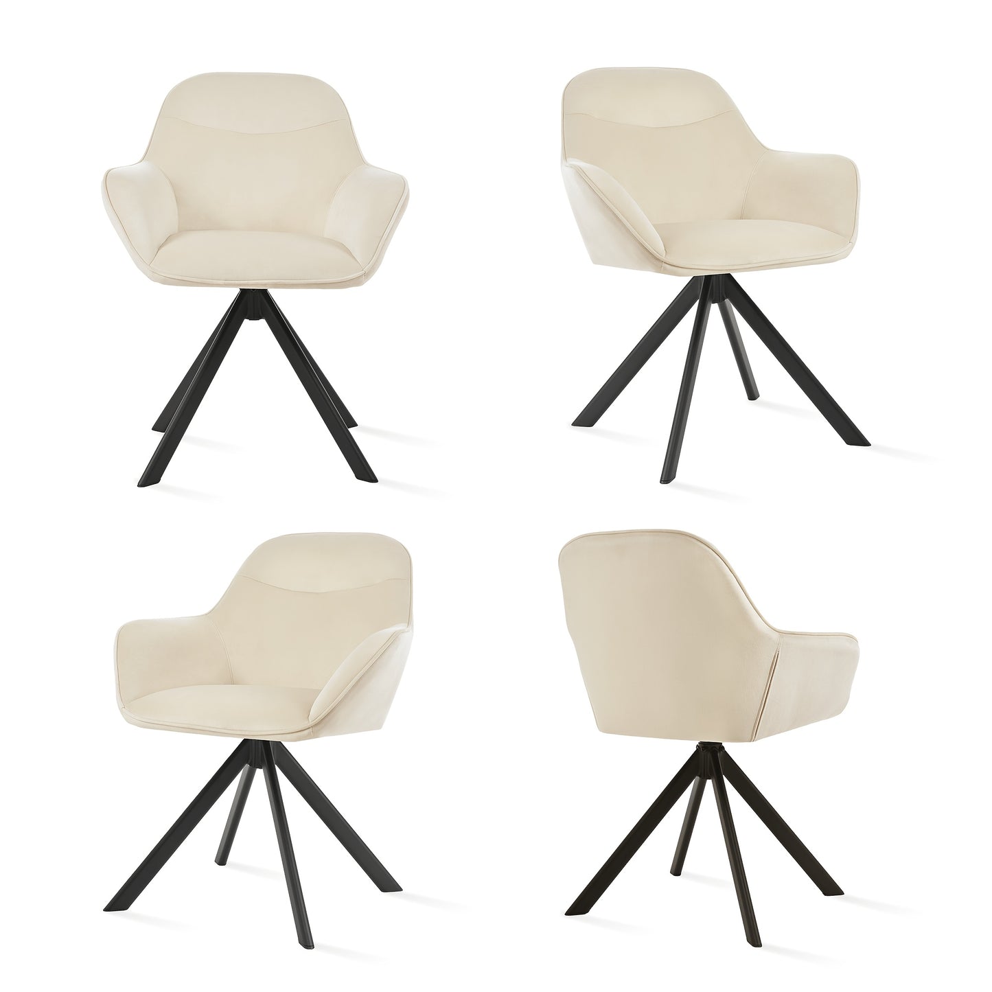 Chaises de salle à manger élégantes et contemporaines, pivotantes à 360 degrés, rembourrées avec assises épaisses, conçues de manière ergonomique pour les familles, les cafés et les restaurants - Lot de 2/ Lot de 4/ Lot de 6
