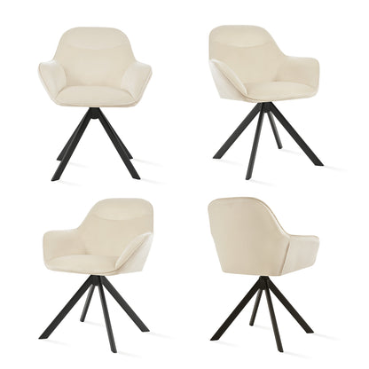Chaises de salle à manger élégantes et contemporaines, pivotantes à 360 degrés, rembourrées avec assises épaisses, conçues de manière ergonomique pour les familles, les cafés et les restaurants - Lot de 2/ Lot de 4/ Lot de 6