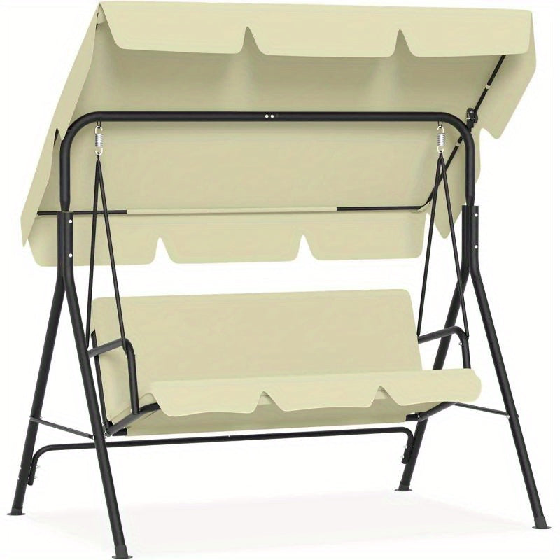 Balancelle de jardin à 3 places avec toit ouvrant réglable et coussin de siège et pieds antidérapants, balançoire de jardin jusqu'à 200 kg, fauteuil à bascule