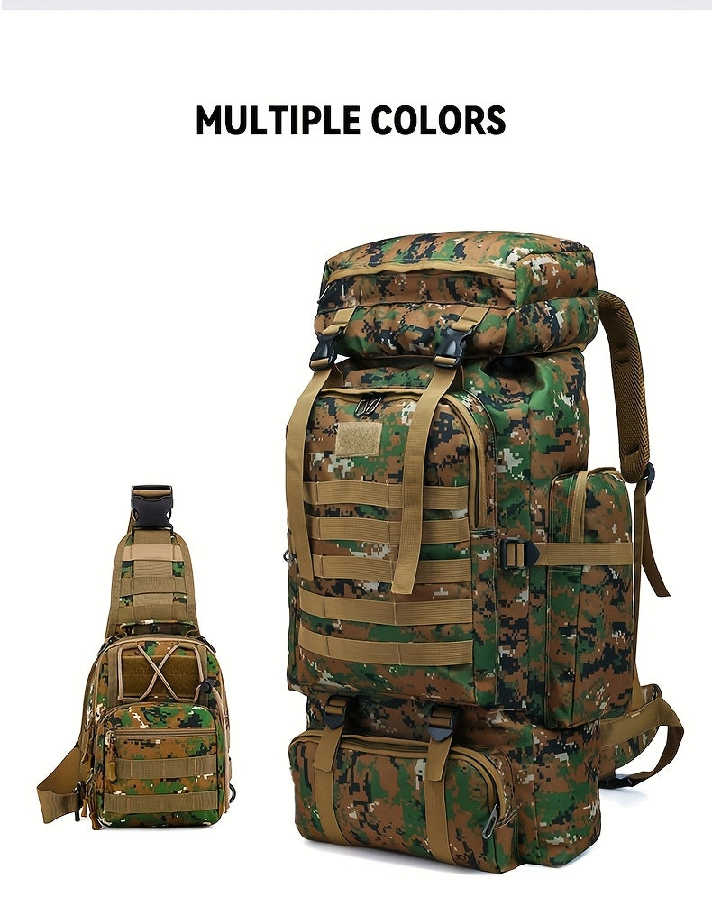 Sac à Dos Tactique 2 Pièces en Tissu Oxford Résistant pour Randonnée, Escalade, Camping, Voyage et Aventures en Plein Air – Grand Sac à Dos Polyvalent avec Multiples Compartiments et Poches, Idéal pour les Activités Extérieures et les Voyages