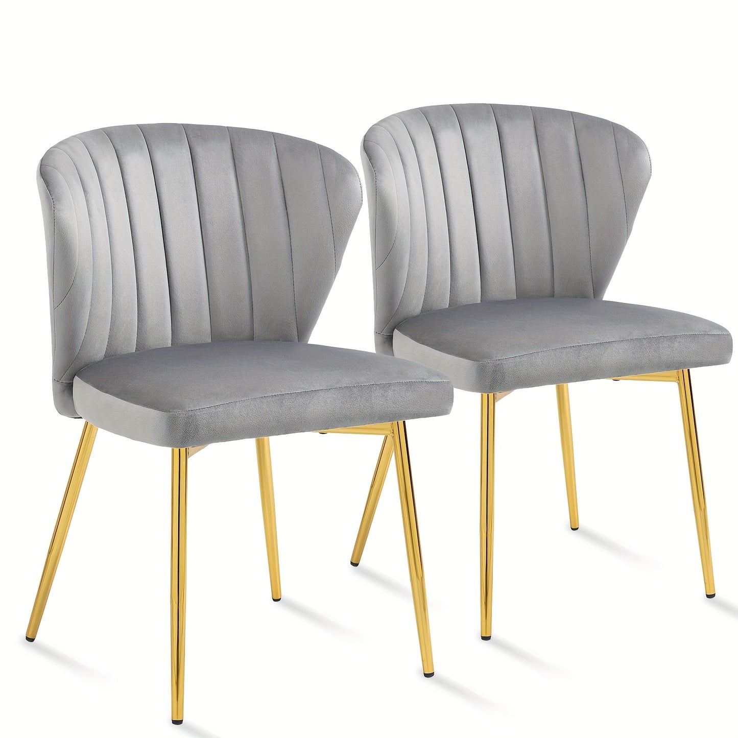 Chaises de salle à manger modernes, Fauteuil d'appoint en velours, Chaises de salon, Lot de 2, Chaise latérale rembourrée avec pieds en métal doré pour salle à manger, cuisine, coiffeuse, terrasse