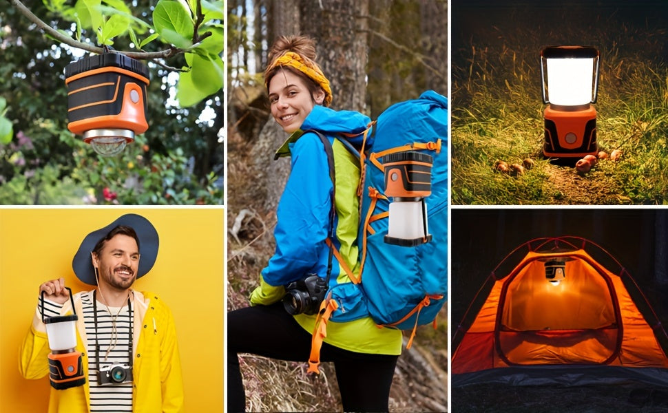 Lampe de camping LED super lumineuse 1500 lumens, 4 modes d'éclairage, intensité réglable, alimentation par batterie, torche de secours pour randonnées nocturnes, éclairage de tente, pannes de courant - DA LIGHT, extrémité en métal poli, sans pile
