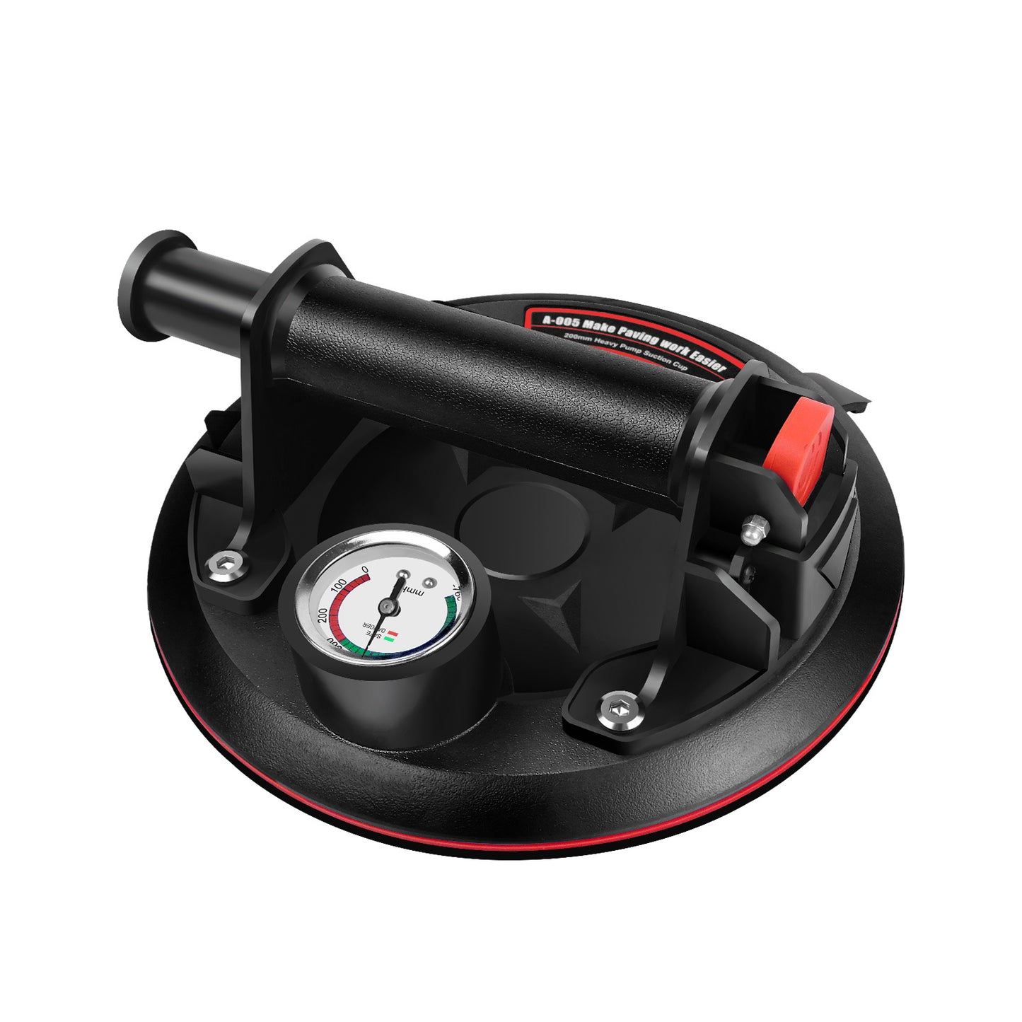 Paire 2x PACK Ventouse à vide avec manomètre, ventouse à vide robuste avec poignée, levier à ventouse pour verre, pour granit, carrelage, verre, levier à ventouse industriel noir puissant pour granit, carrelage, vitre, ventouses, leviers