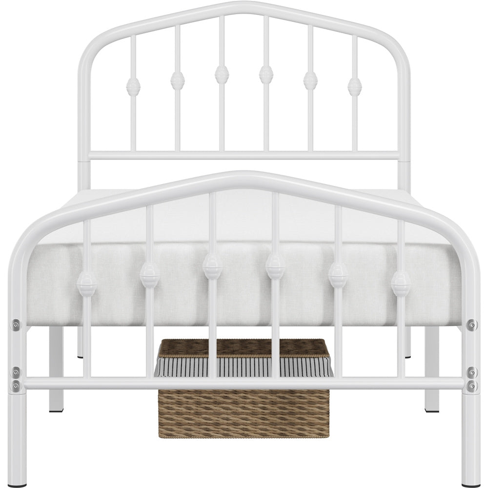 Costoffs Cadre de Lit Double en Métal Moderne - Avec Sommier à Lattes Métalliques - Espace de Rangement Sous-lit - Idéal pour Chambre, Dortoir ou Appoint - Style Industriel Intemporel