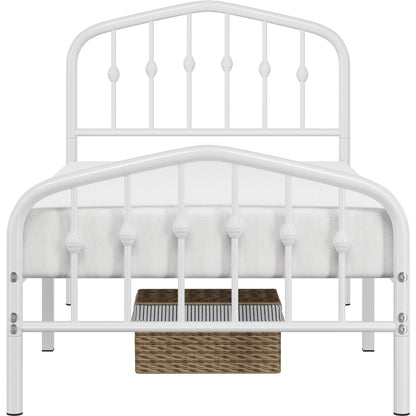 Costoffs Cadre de Lit Double en Métal Moderne - Avec Sommier à Lattes Métalliques - Espace de Rangement Sous-lit - Idéal pour Chambre, Dortoir ou Appoint - Style Industriel Intemporel