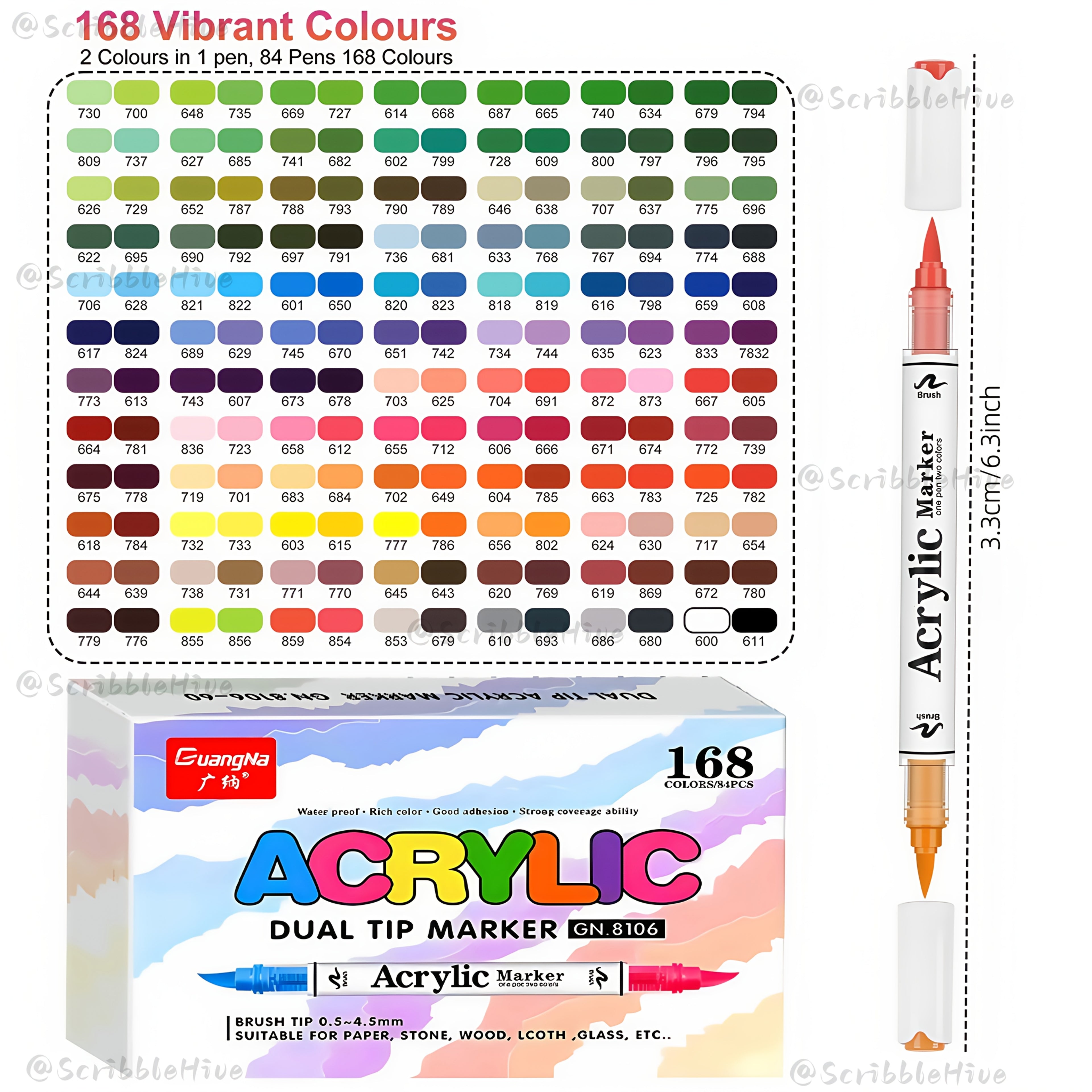 84 marqueurs double pointe 168 couleurs pour bricolage, bureau, école, emballage cadeau, pour usage artistique professionnel