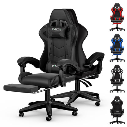 Gartistgo Chaise Gaming Ergonomique - Chaises Gaming avec Coussin Lombaire + Appui-Tête, Chaise de Bureau & Ordinateur Rehausseable pour Adultes, Filles, Garçons (Avec Repose-Pieds)