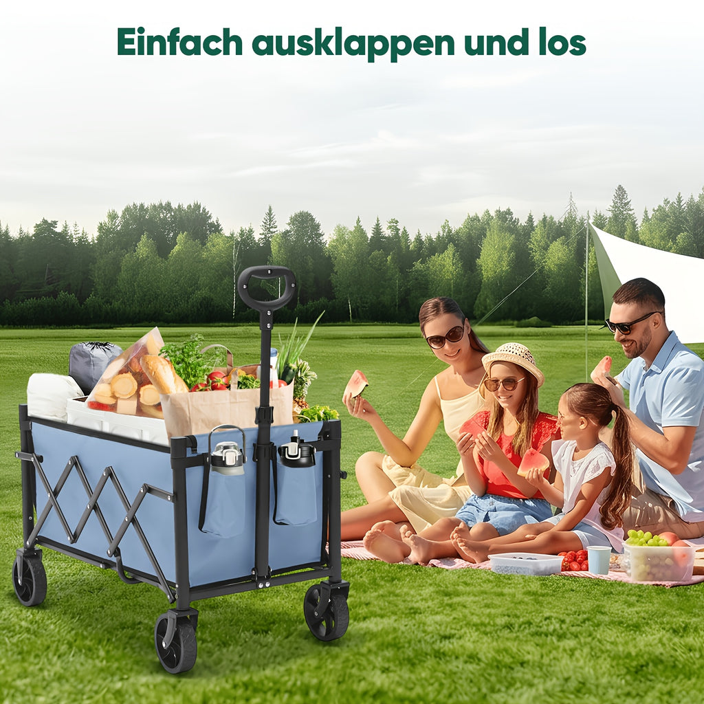 Chariot pliable petit 136,08 kg, caddie pliable, chariot de camping avec poignée réglable en hauteur, léger, peu encombrant et robuste