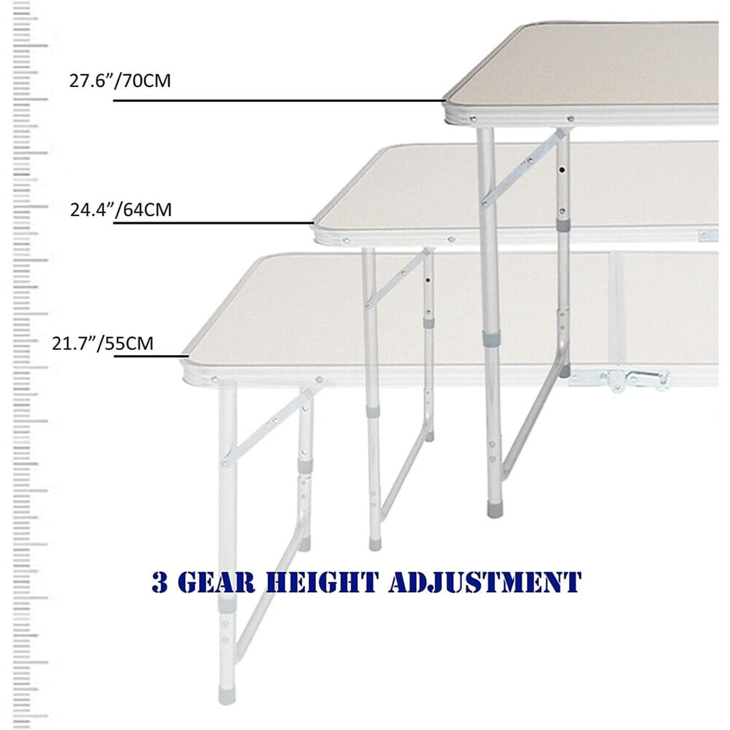 Table de camping pliante avec hauteurs réglables, tables de pique-nique pliables portables pour camping BBQ jardin artisanat marché stand extérieur intérieur cuisine jardin bureau robuste 120x60cm table de pique-nique extérieure de jardin réglable table d
