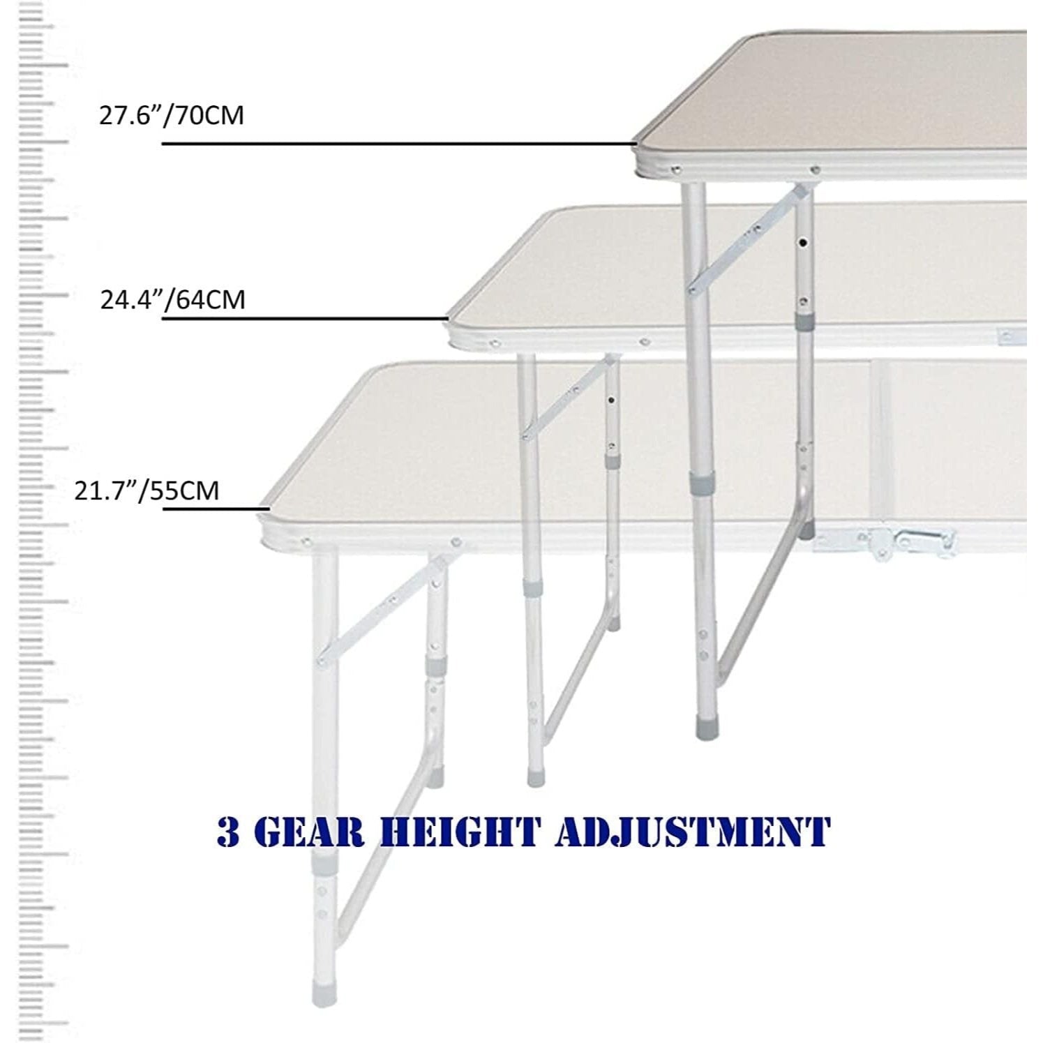Table de camping pliante avec hauteurs réglables, tables de pique-nique pliables portables pour camping BBQ jardin artisanat marché stand extérieur intérieur cuisine jardin bureau robuste 120x60cm table de pique-nique extérieure de jardin réglable table d