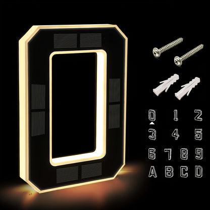 Panneau d'adresse solaire LED 23 cm, numéro de maison numérique LED, sans fil, installation facile, éclairage LED intelligent, idéal pour identifier les adresses de maisons ou de centres commerciaux