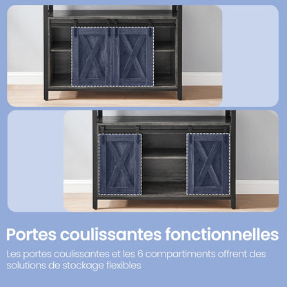 Meuble de Rangement, Buffet Cuisine, Commode, avec 2 Portes Coulissantes, 33 x 100 x 80 cm, Étagères Réglables, pour Salon
