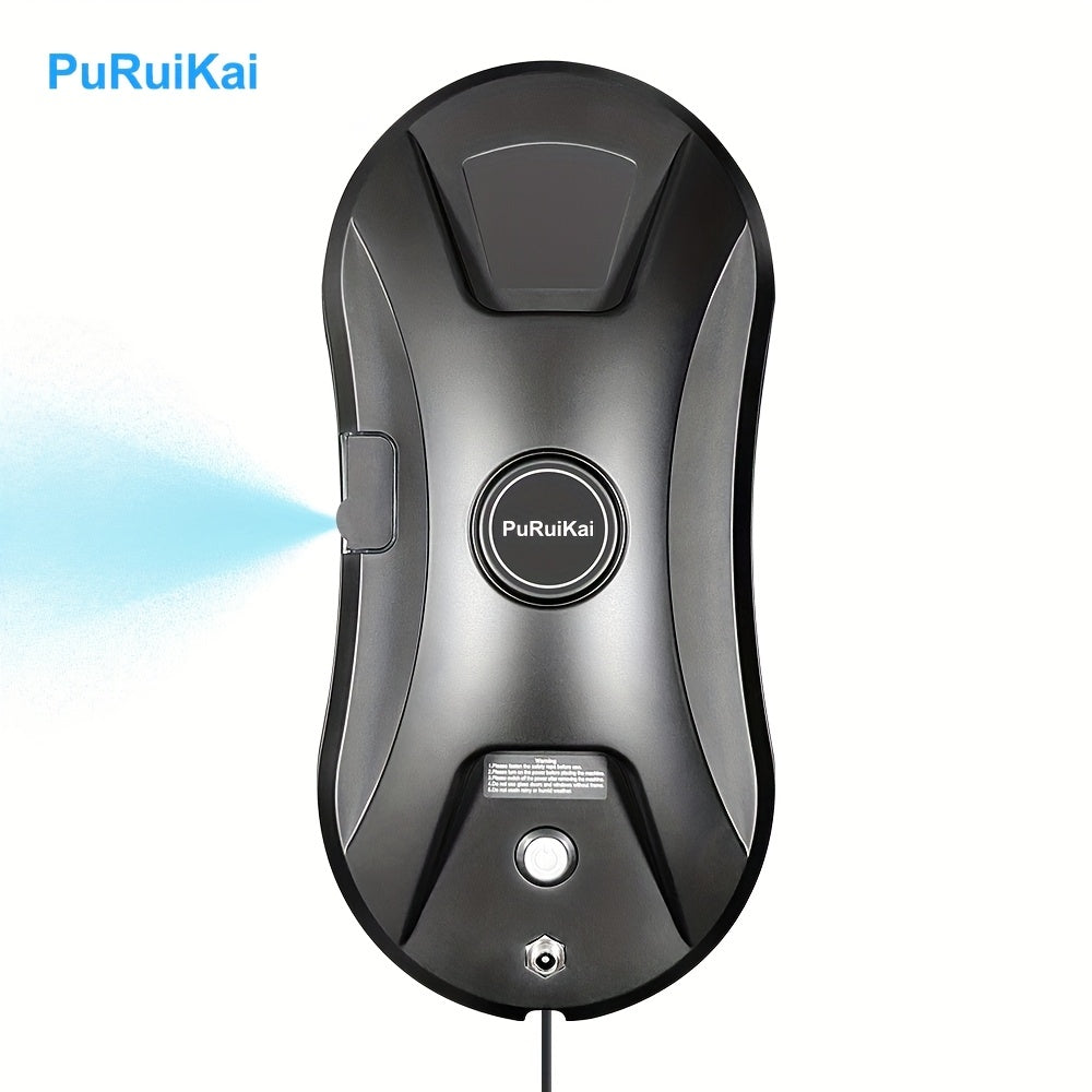PuRuiKai11 Robot Nettoyeur de Vitres Intelligent et Automatique (Modèle 2026) avec Télécommande, Pulvérisation Automatique d'Eau, Corde de Sécurité -Chute de 4,5 mètres, Incluant 10 Chiffons de Nettoyage et Bouteilles de Pulvérisation