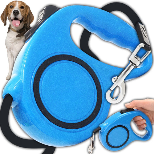 Laisse Automatique RETOO PetCare pour Chiens et Chats, avec Verrouillage, Bande Rétractable Flexi 5m, Mécanisme de Verrouillage, Idéale pour Petits Chiens Jusqu'à 15 kg, Poignée Confortable, Bande Durable avec Frein, Laisse avec Clip Robuste, Marche Confo