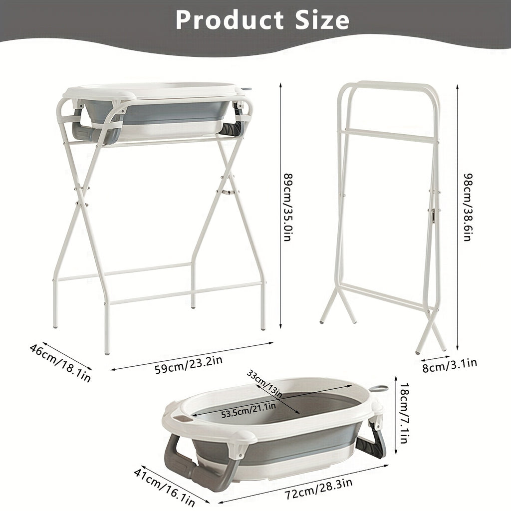 Baignoire Pliante Tri-Fold avec Support - Baignoire pour Bébé avec Support, Siège de Bain et Système de Drainage - Parfaite pour la Douche - Convient aux Nouveau-nés - Cadeau Idéal pour Bébé