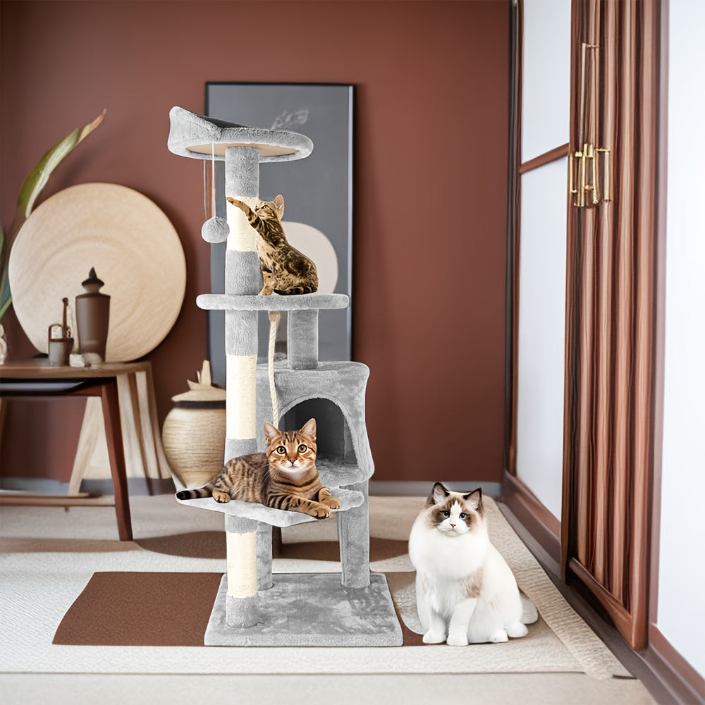 Griffoir pour chat Cactus gris, jouet pour animaux de compagnie, plateforme  maison mignonne en bois, poteau en sisal, arbre à chat, 41,5*41,5*18,5 cm