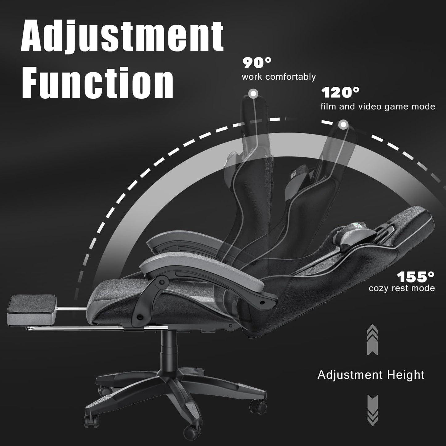 Gartistgo Chaise Gaming Ergonomique - Chaises Gaming avec Coussin Lombaire + Appui-Tête, Chaise de Bureau & Ordinateur Rehausseable pour Adultes, Filles, Garçons (Avec Repose-Pieds)