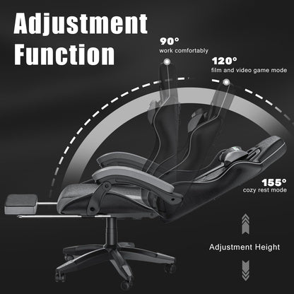 Gartistgo Chaise Gaming Ergonomique - Chaises Gaming avec Coussin Lombaire + Appui-Tête, Chaise de Bureau & Ordinateur Rehausseable pour Adultes, Filles, Garçons (Avec Repose-Pieds)