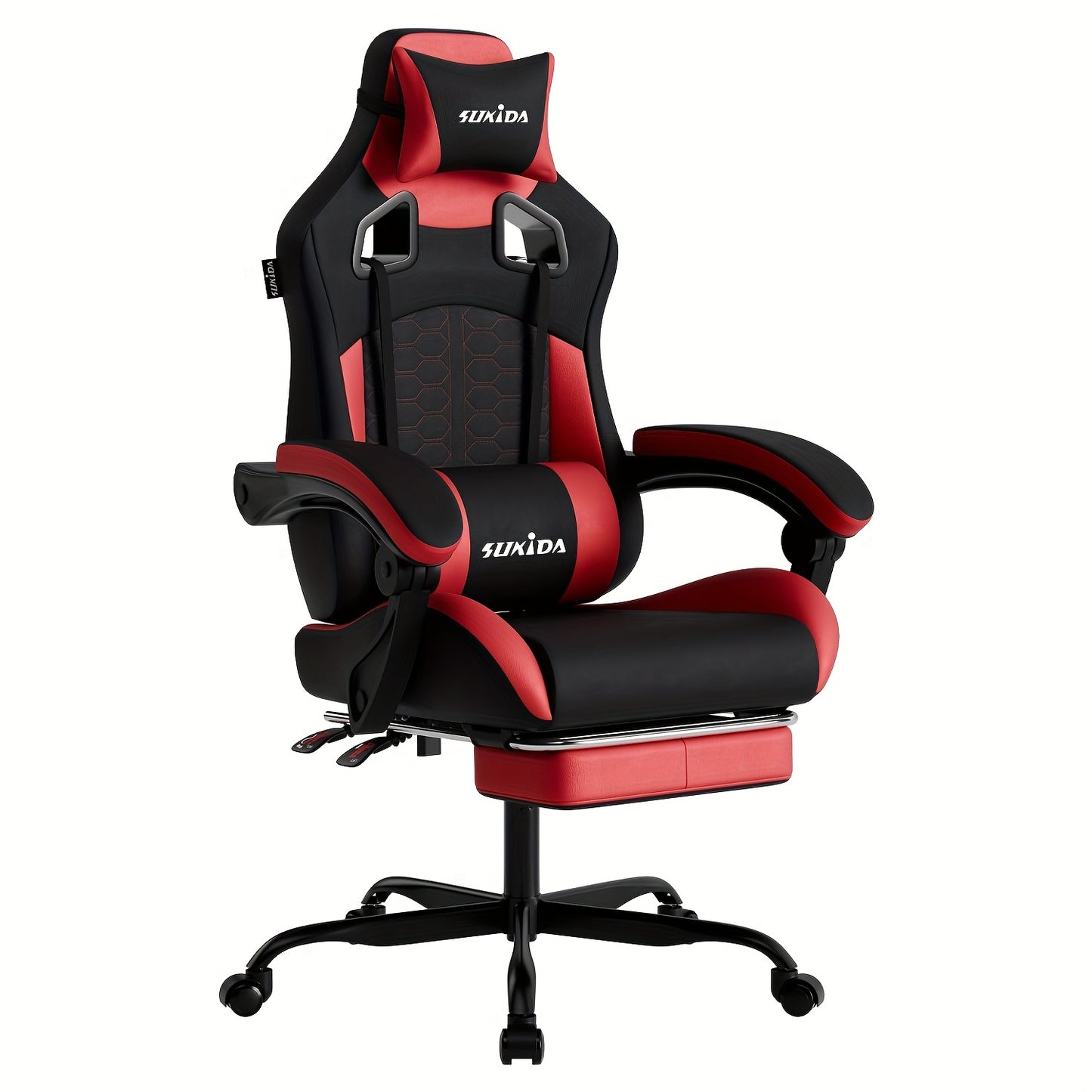Chaise de Jeu SUKIDA, Chaise de Jeu Ergonomique avec Repose-Pieds, Chaise de Jeu de Course avec Appui-Tête Réglable et Soutien Lombaire Ajustable pour Bureau à Domicile et Jeux en Couleur Beige