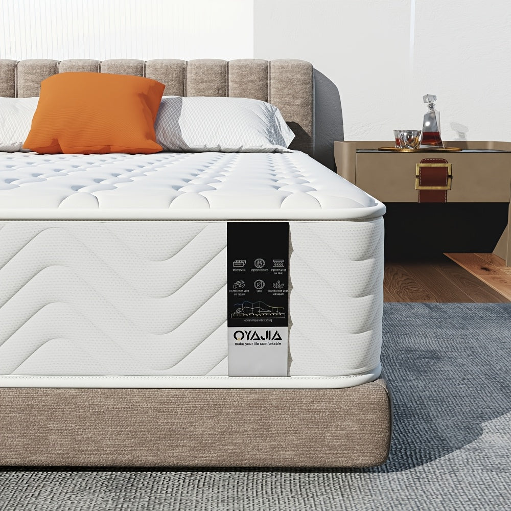 Matelas Simple/Double avec Mousse à Mémoire de Confort Confortable, Matelas Hybride à Ressorts de Poche avec Isolation des Mouvements, Matelas Moyennement Rigsides 90/140/160X200X23Cm
