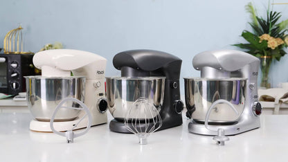 Mixeur Vertical Électrique 5L à Tête Inclinable 10 Vitesses, Mixeur de Cuisine 3-en-1 avec Bol, Crochet à Pâte, Fouet et Mélangeur, Idéal pour la Pâtisserie, les Gâteaux et la Plupart des Préparations Culinaires