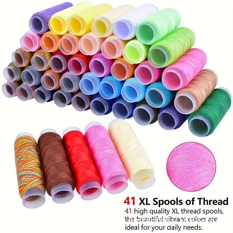 Kit de couture professionnel 201 pièces de haute qualité avec ciseaux de tailleur, 41 bobines de fil XL et 30 aiguilles, adapté aux voyageurs, adultes, enfants, débutants, urgences et DIY