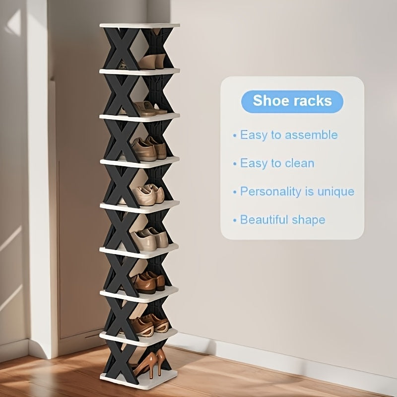 Organisateur d'étagère à chaussures d'angle peu encombrant - Étagère en plastique robuste haute et étroite à 6/9 niveaux pour 6/9 paires de chaussures et de bottes, Rangement polyvalent pour entrée, placard, garage, salon, Rangement d'organisateur de chau