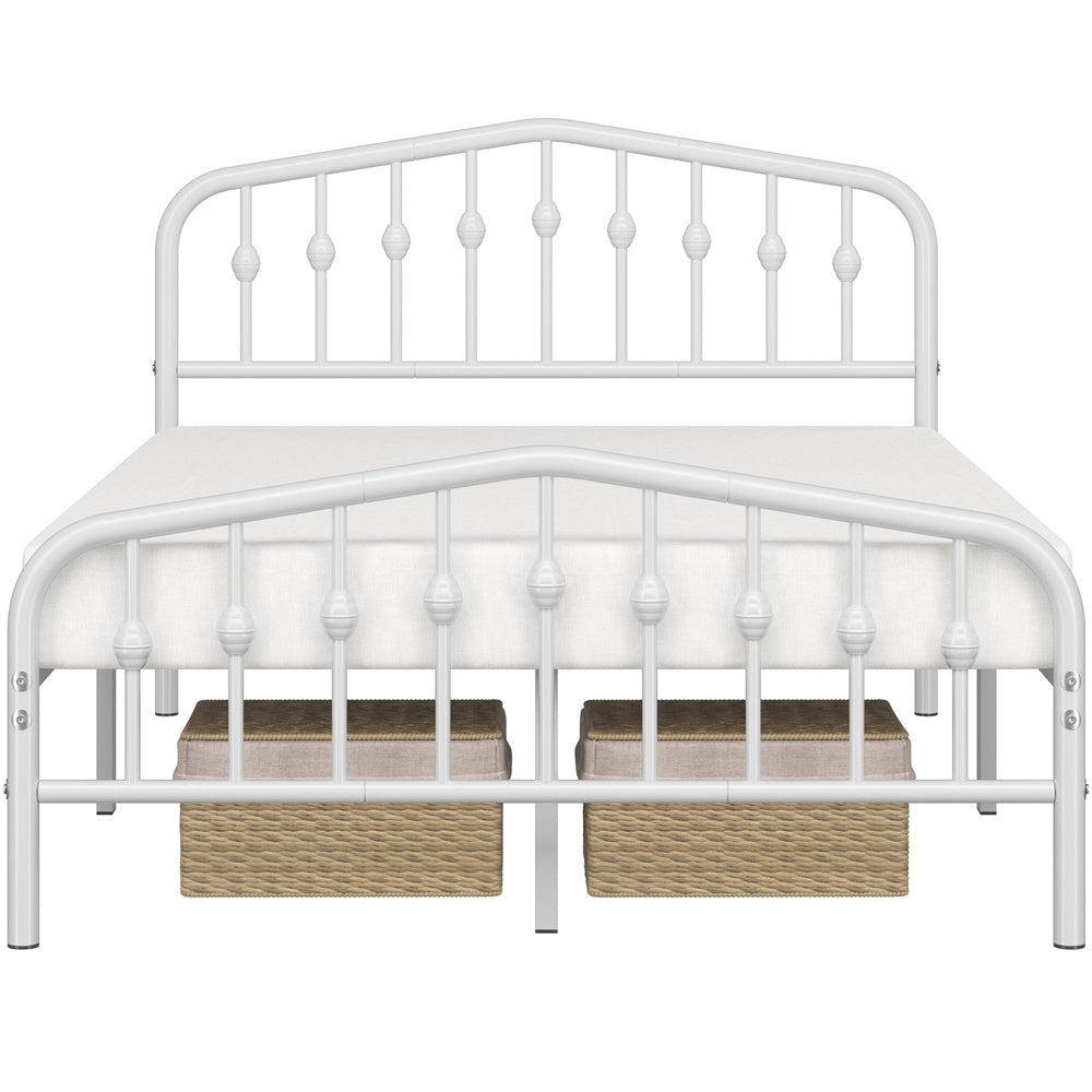 Costoffs Cadre de Lit Double en Métal Moderne - Avec Sommier à Lattes Métalliques - Espace de Rangement Sous-lit - Idéal pour Chambre, Dortoir ou Appoint - Style Industriel Intemporel