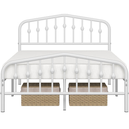 Costoffs Cadre de Lit Double en Métal Moderne - Avec Sommier à Lattes Métalliques - Espace de Rangement Sous-lit - Idéal pour Chambre, Dortoir ou Appoint - Style Industriel Intemporel