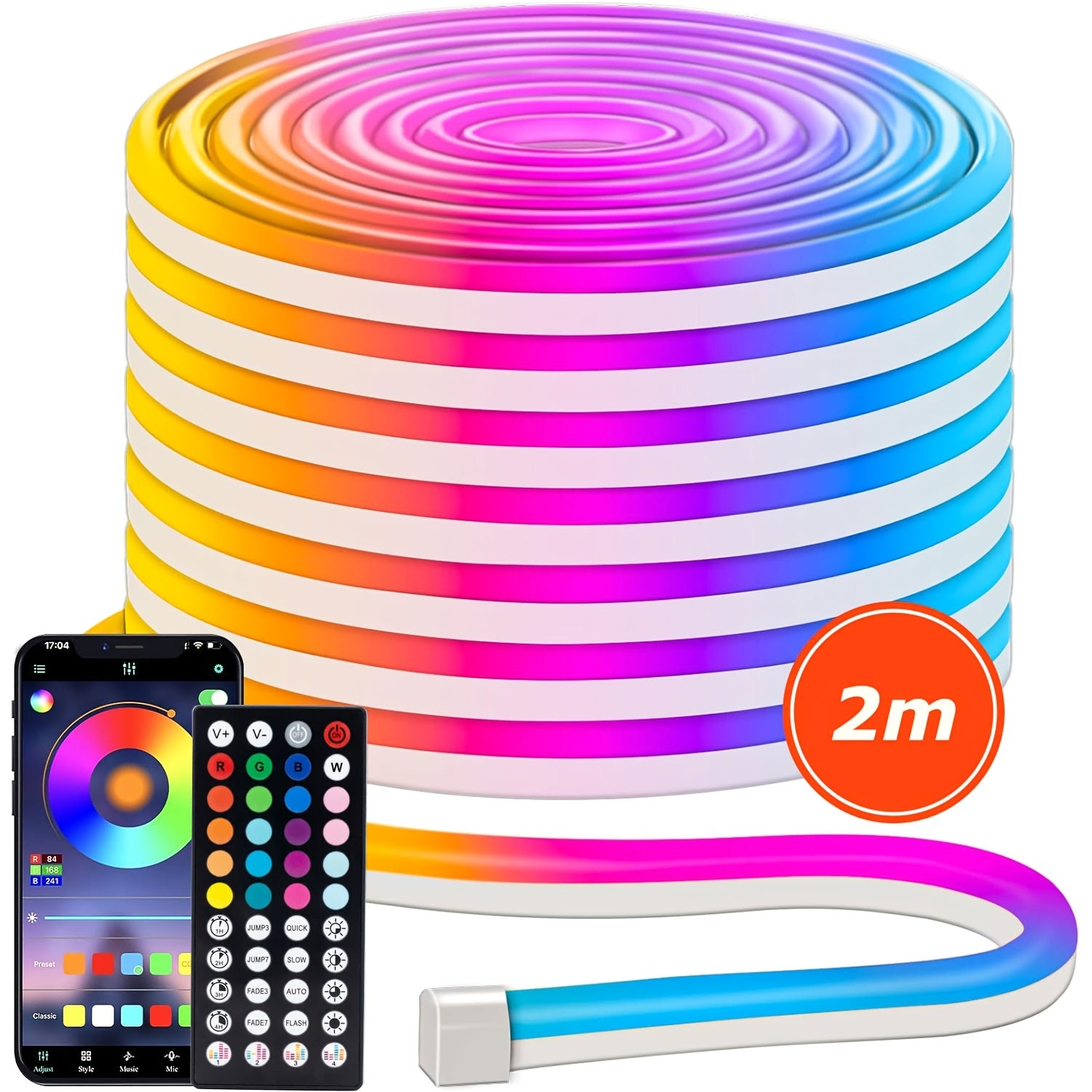 Guirlande Lumineuse LED Neon Sync Musique RGB, Bande LED pour Chambre avec Application Intelligente & Télécommande, Lumières LED Changeantes de Couleur, pour Maison, Chambre, Fête, Vacances, Décoration de Noël, Bande Lumineuse 2m/5m/20m/30m