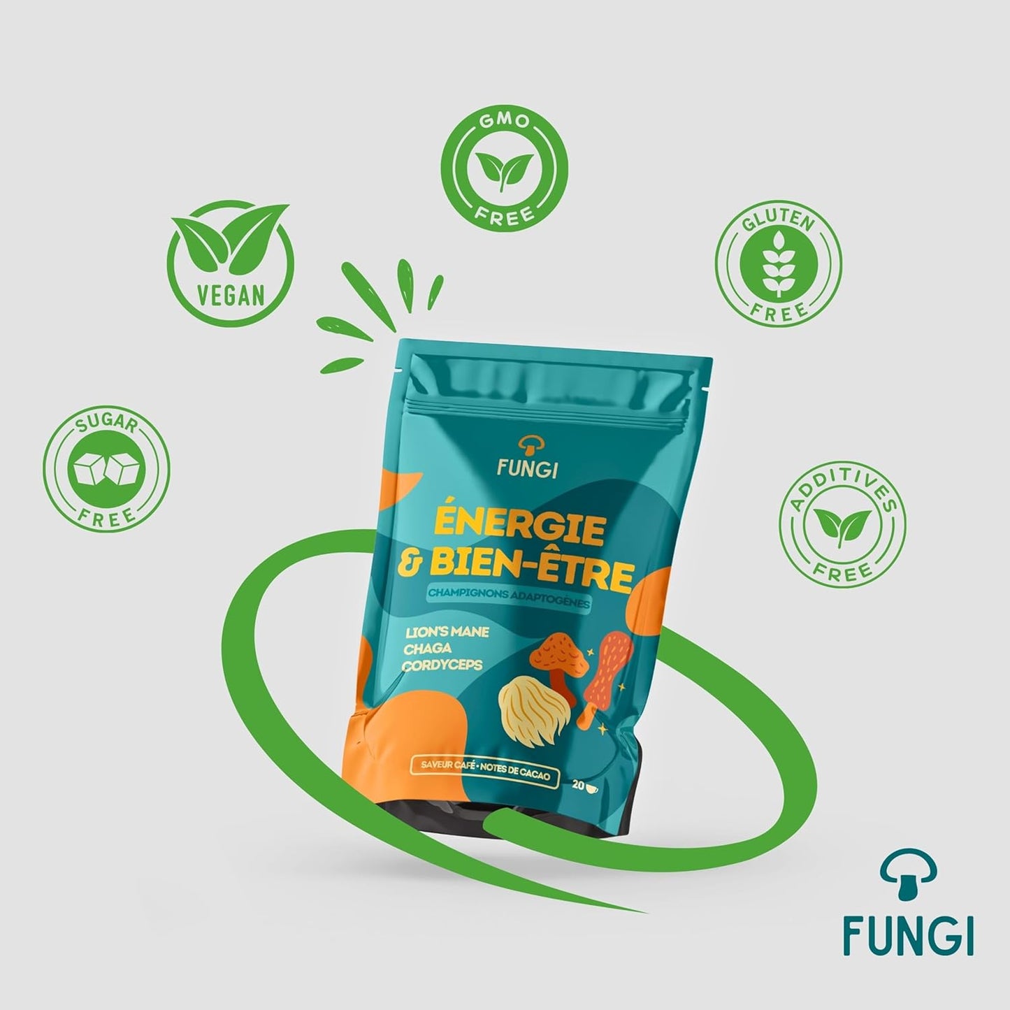 Fungi – Champignons adaptogènes (Cordyceps, Chaga, Lion’s Mane) – Saveur café, note de cacao - Naturellement sucré - stable & goût intense